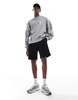 Bershka jersey shorts in black