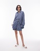 Topshop relaxed slubby shirt in blue stripe - part of a set