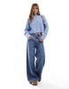 Miss Selfridge pretty pointelle stitch sweater in soft blue
