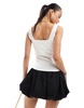 Brave Soul square neck zip up tank top in white