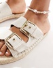 ASOS DESIGN Wide Fit Jada double buckle espadrille sandals in natural linen