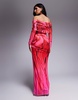 AFRM Bevin maxi length column skirt in overscale rose