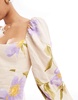 & Other Stories linen mini dress with volume sleeve in floral print