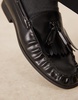 ASOS DESIGN penny loafers in black with fringing