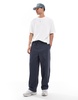 Bershka relaxed tailored pants in dark blue
