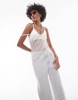 Topshop sheer lace maxi dress in ivory