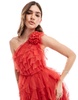 Anaya waterfall ruffle premium tulle maxi dress in red