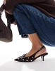ASOS DESIGN Sriracha embellished slingback mid heeled shoes in burgundy