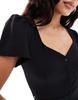 ASOS DESIGN button through midi tea dress with tie back in black