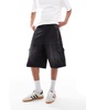 Bershka denim cargo shorts in black