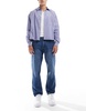 Bershka straight vintage fit jeans in denim blue