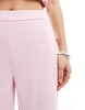 Pieces mix and match tailored wide leg pants in roseate pink