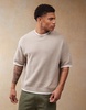 ASOS DESIGN oversized boxy fit knit pique crew neck T-shirt in stone