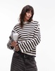 ARKET sweater with wide sleeves in black and off white stripe
