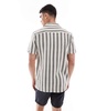 Brave Soul short sleeve knit shirt with textured stripe in gray and white