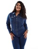 ASOS DESIGN Curve long sleeve stretch 70's jumpsuit in dark blue