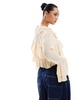 Bershka sheer tie front top in pink