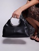 River Island ring handle clutch bag in black