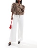 ASOS DESIGN tailored relaxed straight leg pants in ivory