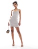 Bershka halterneck bengaline mini dress in brown stripe