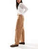 ASOS DESIGN barrel leg jeans in tan with gold details