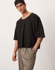 ASOS DESIGN oversized dropped shoulder boxy T-shirt with scoop neck in black