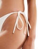 Monki mix and match tie side bikini bottom in white