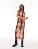 Topshop ombre plisse stripe jersey midi dress in multi