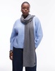 AllSaints ribbed leather logo scarf in heather gray
