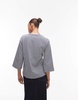 ARKET heavyweight 3/4 sleeve T-shirt in blue and white stripes