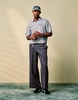 ASOS DESIGN boxy oversized zipped polo with sports graphic in gray heather rib
