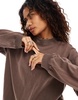 Monki long sleeve heavyweight oversized top in washed brown