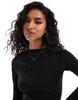 Brave Soul long sleeve sculpt top in black