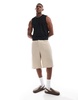 ASOS DESIGN linen look boxy tank top in black