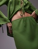 Topshop bias cut crepe mini skirt in olive green