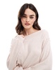 Bershka off the shoulder oversized sweater in baby pink