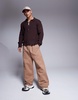 ASOS DESIGN premium heavyweight wide leg sweatpants 400gsm in light brown