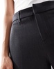 Bershka Petite wide leg tailored pants in charcoal