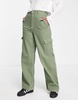 Bershka cargo straight jeans in light khaki