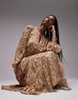 & Other Stories drapey midaxi dress with ruche tie volume sleeves in soft abstract print