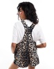 ASOS DESIGN denim overalls in leopard print