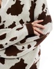 ASOS DESIGN fluffy knitted sweater in cow print