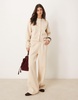 ASOS DESIGN sweat wide leg sweatpants in oatmeal - part of a set