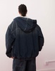 COLLUSION denim and borg bomber jacket in darkwash