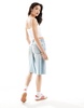 ASOS DESIGN baggy longline denim jorts in bleach wash