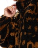 ASOS DESIGN borg oversized pull on zip through fleece in tiger print