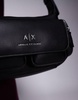 Armani Exchange logo shoulder bag with pocket details in black