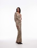 Topshop one shoulder bias cut maxi dress in tiger jacquard