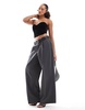Bershka velvet corset top in black