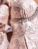ASOS LUXE embellished jacquard romper with bow back in pink